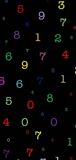 Colorful numbers on black wallpaper background.