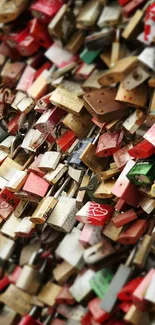 Vibrant display of colorful padlocks symbolizing unity and love.