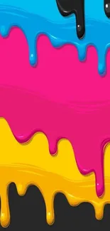 Colorful paint drips in abstract design mobile wallpaper.