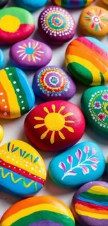 Colorful rocks with artistic patterns
