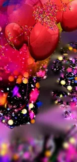 Colorful balloons and confetti abstract wallpaper.