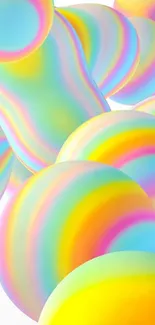 Mobile wallpaper featuring colorful pastel bubbles with a vibrant abstract design.