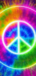 Colorful psychedelic peace symbol in vibrant hues for mobile wallpaper.