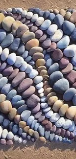 Artistic arrangement of colorful pebbles creating a stunning mobile wallpaper.