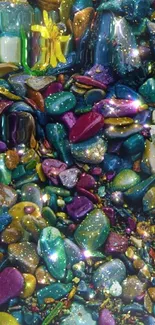 Vibrant colorful pebble and sparkle wallpaper.