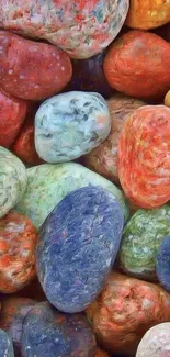 Pebble stone wallpaper with vibrant multicolored stones.