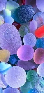 Vibrant and colorful pebble wallpaper with smooth, artistic stones.