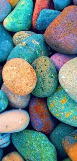 Colorful pebbles in vibrant hues of blue and green.