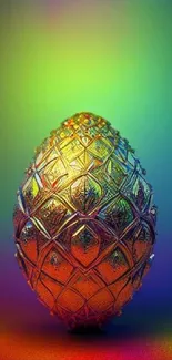 Colorful 3D pineapple egg with vibrant gradient.