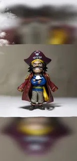 Pirate figurine with maroon coat wallpaper.