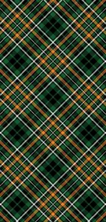 Green and orange plaid tartan wallpaper for phones.