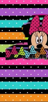 Colorful cartoon polka dot phone wallpaper.