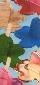 Artistic popsicle design in vibrant colors on a mobile wallpaper.