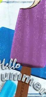 Purple and blue popsicle-themed wallpaper with 'Hello Summer' text.