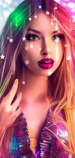 Colorful portrait wallpaper with vibrant lighting.