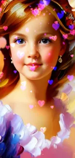 Vibrant digital art of a princess with colorful hearts