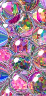 Vibrant mobile wallpaper with colorful prism balls.