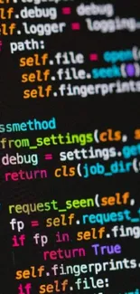 Colorful programming code wallpaper for mobile