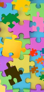 Colorful puzzle piece pattern wallpaper for mobile.