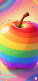 Vibrant rainbow apple art with a glossy finish.