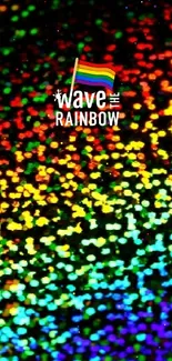 Colorful sparkles wallpaper with a rainbow pattern and dark background.