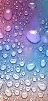 Colorful, glossy raindrop wallpaper in blue, purple, and pink hues.