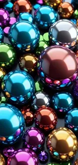 Colorful reflective orbs create a vibrant pattern.