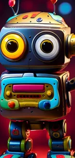 Colorful retro robot art with vibrant design.