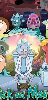 Rick and Morty colorful animated wallpaper featuring main characters.