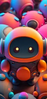 Colorful 3D robots with vibrant design.