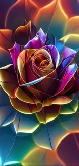 Colorful fractal rose with vibrant hues in abstract art style.