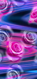 Vibrant mobile wallpaper with abstract roses and dynamic waves.