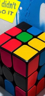 Colorful Rubik's Cube with graffiti design and bold colors.