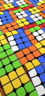 Colorful Rubik's Cube pattern wallpaper with vibrant geometric design.