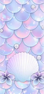 Beautiful pastel seashell and floral design wallpaper background.