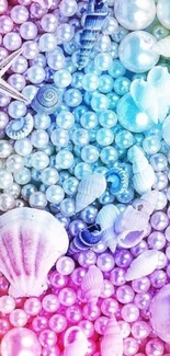 Colorful pastel seashells and pearls mobile wallpaper.