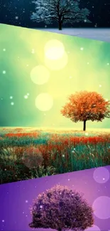 Colorful seasonal tree wallpaper with vibrant landscape.