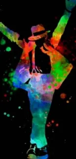 Colorful silhouette with abstract design on black background.