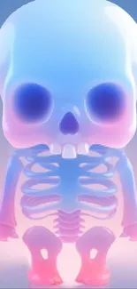 3D colorful skeleton with blue and pink hues.