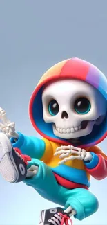 Colorful skeleton in hoodie mobile wallpaper