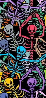 Colorful skeleton pattern wallpaper for phones.