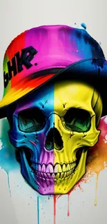 Vibrant, colorful skull art wallpaper for mobile.