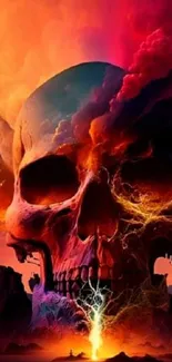 Vibrant skull art wallpaper with intense colors.