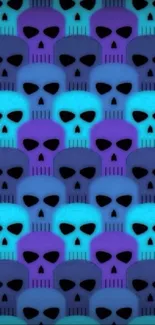 Colorful neon skull pattern mobile wallpaper.