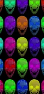 Vibrant and colorful skull pattern wallpaper for mobile.