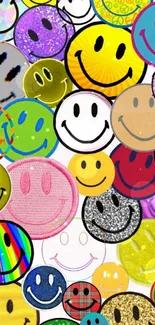 Vibrant wallpaper with colorful smiley faces