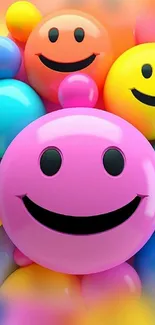 Colorful smiley face wallpaper with vibrant designs.