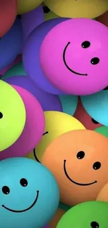 Colorful smiley faces with vibrant colors, perfect for a lively background.