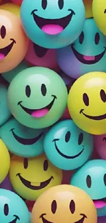 Colorful smiley faces forming a vibrant pattern.