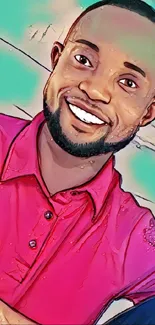 Vibrant digital portrait of a smiling person.